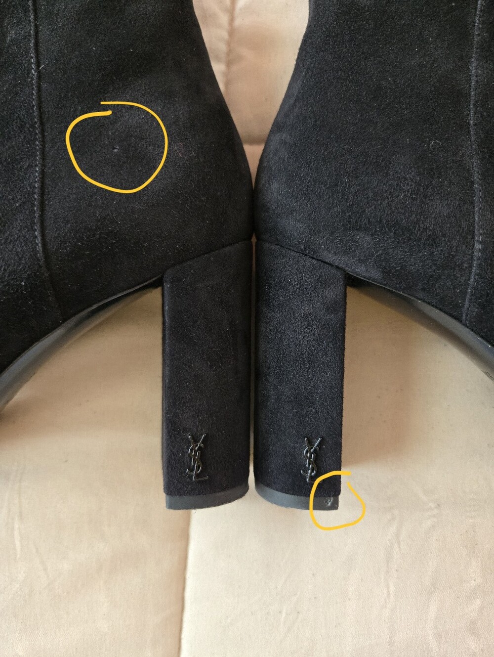 Saint Laurent Black Suede Lou 95 Almond-toe Block Heel Ankle Boots 38 1/2 US 8.5 - Picture 9 of 13